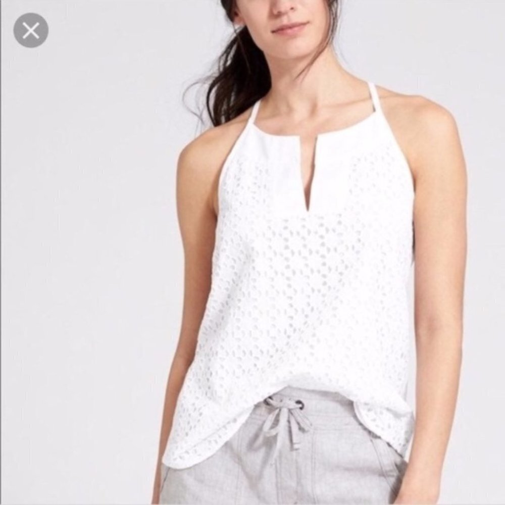 ATHLETA White Eyelet Dunes  Tank‎ Size XXS
